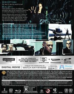 The Matrix (4K Ultra HD) Back Cover Art